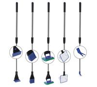 Nobleza Limpiadores para Acuarios, 5 en 1 Kit Retráctil Limpiador Acuario - Red de Pesca, Raspador de Algas, Rastrillo de Grava, Horquilla de Planta,