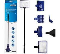 Nobleza - Limpieza Acuario, 5 en 1 Kit de Limpiador Acuario con Red, Esponja de Limpieza en Ángulo Recto, Rastrillo de Grava, Rascador para Vidrio, Esponja Plana Grande