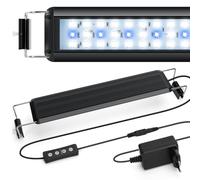 Nobleza - Luz de Acuario, 8W Peces Tanque Lámpara Iluminación de Plantado de Pecera, 3 Colores,Temporizador Ajustable, 10 Niveles de Brillo para Tanque de 30-50cm