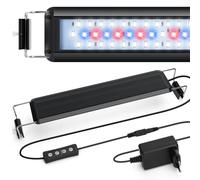 Nobleza Luz de Acuario, 8W Peces Tanque Lámpara Iluminación de Plantado de Pecera, 3 Colores,Temporizador Ajustable, 10 Niveles de Brillo para Tanque de 30-50cm Black-42-62cm