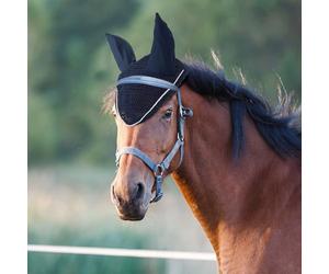 Nobleza - Máscara Antimoscas para Caballos con Orejeras, Transpirable y Ligera, Protección contra Mosquitos y Insectos, Color Azul