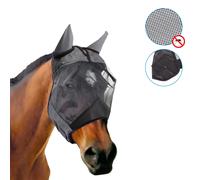 Nobleza - Máscara de Mosca con Orejas, Máscara de Caballo Transpirable Anti Mosquito, Color Negro