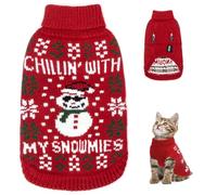 Nobleza Navidad Jersey para Perro Gato, Jersey de Navidad Suéter para Mascotas, Ropa para Gatos Perros Pequeños y Medianos Invierno Cálido (Rojo, S)