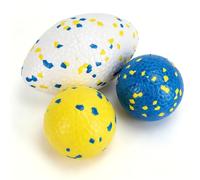 Nobleza Pelota Perro, Pack de 3 Pelota Juguete Interactiva para Perros, Pelota de Goma Duradera y elástica, Apta para Perros Pequeños Medianos Grandes (2 Pelotas, 1 Rugby)