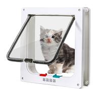 Nobleza - Puerta para Gato con Cierre Magnético de 4 Vías, para Mascotas y Perros Pequeños, con Cristal Transparente (Blanco, M)
