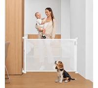 Nobleza Puerta Seguridad Bebé Extensibles, Barrera Seguridad Nños y Perros 0-180cm, Apertura con Una Mano, Ideal para Escaleras, Puertas, Interior y Exterior, Blanco Negro