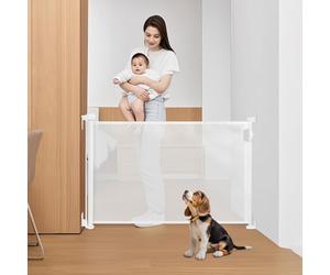 Nobleza - Puerta Seguridad Bebé Extensibles, Barrera Seguridad Nños y Perros 0-180cm, Apertura con Una Mano, Ideal para Escaleras, Puertas, Interior y Exterior, Blanco