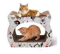 Nobleza Rascador de Cartón para Gatos con Forma de Gato - Estructura 2 Capas, Superficie de Descanso, Incluye Catnip - Protege Muebles, Ideal para Afilar Uñas y Entretenimiento Diario (39x29x22 cm)