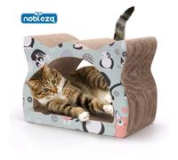 Nobleza Rascador de Cartón para Gatos con Forma de Gato - Estructura 2 Capas, Superficie de Descanso, Incluye Catnip - Protege Muebles, Ideal para Afilar Uñas y Entretenimiento Diario (39x29x22 cm) Br