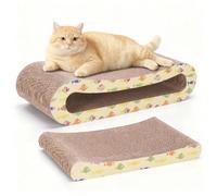 Nobleza - Rascador para Gatos, Cartón Ondulado Resistente, Rascador Durable de Doble Cara para Gatos de Interior, Reciclable con Hierba Gatera, 44.5 * 20 * 11cm, 2 en 1