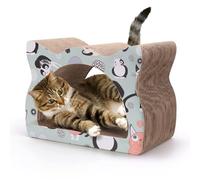 Nobleza Rascador para Gatos de Cartón， Diseño de Cabeza de Gato， Juguete 2 en 1 para Arañar y Dormir， Ecológico y Duradero