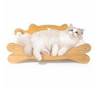 Nobleza Rascador para Gatos Tipo Cama de Madera, Sofá Rascador de Cartón Ondulado con Soporte de Madera Premium, Ergonómico y Duradero, Protector de Muebles, Diseño de Gato y Hueso 59 x 32 x 20.5 cm b