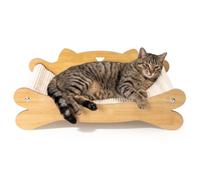 Nobleza Rascador para Gatos Tipo Cama de Madera, Sofá Rascador de Cartón Ondulado con Soporte de Madera Premium, Ergonómico y Duradero, Protector de Muebles, Diseño de Gato y Hueso (59 x 32 x 20.5 cm)
