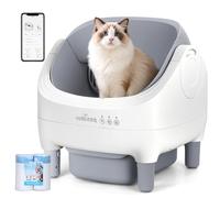 Nobleza Arenero Autolimpiable SL03 para Gatos - Caja de Arena Automática con Control por App, Diseño Abierto, Gran Capacidad, Incluye 2 Rollos de Bolsas y 1 Ambientador, Color Blanco