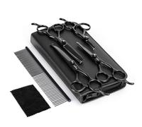 Nobleza Tijeras para Perros 6 en 1, Tijeras Peluqueria Canina Profesionales para Mascotas, Tijeras Cortar Pelo de Punta Redonda y Curvas para Perro y Gato, Ergonómico, Anticorrosión, Negro