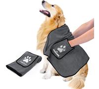 Nobleza Toalla para Perros, Toallas Suaves y Duraderas, Ultra Absorbente, Toalla de Secado para Perros Grandes y Pequeños, 106 * 66cm Grande Toalla del Mascotas Microfibra Gris Oscuro