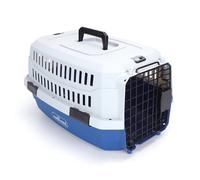 Nobleza Transportín para Gatos y Perros Pequeño - Transportín de Plástico Portátil y Transpirable， Certificado para Viajes en Avión， 47x31x26 cm， Azul & Gris