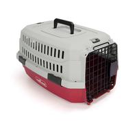 Nobleza Transportín para Gatos y Perros Pequeño - Transportín de Plástico Portátil y Transpirable， Certificado para Viajes en Avión， 47x31x26 cm， Rojo & Gris