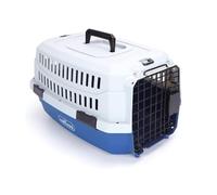 Nobleza Transportín para Gatos y Perros Mediano - Transportín de Plástico Portátil y Transpirable， Certificado para Viajes en Avión， 58x38.7x33 cm， Azul & Gris