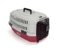 Nobleza Transportín para Gatos y Perros Pequeño - Transportín de Plástico Portátil y Transpirable， Certificado para Viajes en Avión， 47x31x26 cm， Rojo & Gris