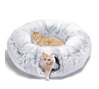 Nobleza Túnel para Gato de Peluche, 2 en 1 Cama Tunel para Gatos con Cojín Extraíble, Tunel Plegable para Mascotas con 2 Agujeros y Bolas Juguetes para Gatos Gatito Conejo Hurones
