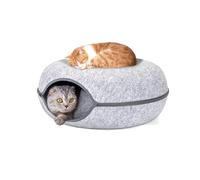 Nobleza Túnel para Gatos de Fieltro, Cama para Gato Extraíble con Cremallera, Casa para Gatos Interior, Apta para Gatos Medianos y Grandes de hasta 13 kg, 60×60×26cm, Gris