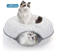 Nobleza Túnel para Gatos de Fieltro, Cama para gatos Extraíble con Cremallera, Casa para Gatos Interior, Apta para Gatos Medianos y Grandes de Hasta 13 kg, 60×60×26cm, Gris Gris
