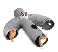 Nobleza Túnel para Gatos - Túnel de Juego Plegable de Tela Oxford Resistente, con Caña de Pescar y Agujeros de Espía para Diversión Interactiva en Interiores, Cactus