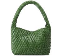NOBLIFE Bolso tejido para mujer, pequeño bolso de playa de cuero vegano para verano, bolsos de viaje para mujer, bolsos de hombro retro chic, Pasto verde, Small