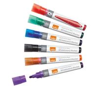 Nobo Rotuladores de Tinta Líquida para Pizarras Blancas, Punta Redonda de 3 mm, Paquete de 6, 1901077, colores surtidos