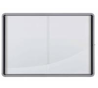 Nobo 1902570 - Vitrina De Interior Para 12 Hojas A4 Con Superficie Magnética De Borrado En Seco, Puertas Deslizantes De Cristal De Seguridad 4 Mm, Marco De Aluminio, Cerradura Con Llaves
