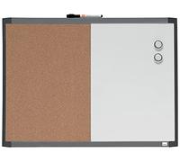 Nobo 1903784 - Pizarra Blanca Magnética Multifuncional y Tablero de Corcho, Borrado en Seco, Clip Porta Rotulador, 585 x 430 mm, Marcos de Colores Surtidos