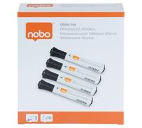 Nobo 1915264 Rotuladores Glide para pizarra blanca, punta cónica (10 unidades), negro, para casa y oficina, uso escolar o profesional, borrado en seco