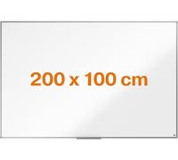 Nobo 1915465 - Pizarra Magnética de Acero, 200 x 100 cm, para Notas Borrables en Seco con Marco de Aluminio y Bandeja para Rotuladores, para Montar en la Pared, para Oficina, Hogar o Aula