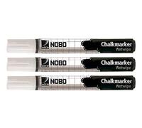 NOBO 34438398 - Rotuladores escritura base negra blanco (Pack 3)