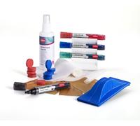 Nobo Kit de Pizarra Blanca, Incluye Borradores, Recambios, 4 Rotuladores con Soporte, Paños Absorbentes y Spray Limpiador, 1901430