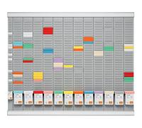 Nobo Kit Planificador Anual de Pared para Tarjetas T, 12 Columnas y 32 Ranuras Tamaño 2, Incluye Tarjetas T y Columna de Índice, 32938864
