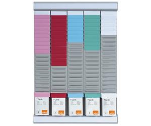 Nobo Kit Planificador Semanal de Pared para Tarjetas T, 5 Columnas y 24 Ranuras Tamaño 2, Incluye Tarjetas T en Diferentes Colores, 2911680