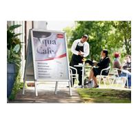 Nobo Caballete Publicitario con Marco Tamaño A1, Doble Cara, Protección Antirreflectante, Elegante Marco de Aluminio, Color Plata, 1902206