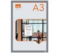 Nobo Marco Informativo Magnético Autoadhesivo A3, Poster Magnético con Marco, 2 Unidades, A3 Marcos Magnéticos para Señalización, Indicaciones e Información, Plateado, 1915699