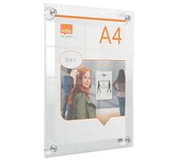 Nobo Panel Publicitario Móvil de Pared, Tamaño A4, Sin Marco, Vertical/Apaisado, Sistema de Ventosa para Montaje en Pared, Premium Plus, Transparente, 1915600