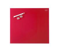 Nobo Pizarra Blanca Pequeña Magnética, Limpiado en Seco, Sin Marco, Sistema de Montaje en Pared Oculto, Incluye Rotulador e Imanes, Rojo, 450 x 450 mm, 1903955