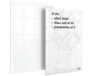 Nobo Pizarra de Cristal Pequeña para tu Oficina o Casa, Limpiado en Seco, Sin Marco, Set de 2 unids., Incluye Rotulador, Blanco, 230 x 152 mm, 1915601