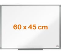 Nobo Pizarra Magnética de Acero, 600 x 450 mm, Marco de Aluminio, Fijado a la Pared con Montaje en las Esquinas, Bandeja para Rotuladores, Gama Essence, Blanco, 1905209