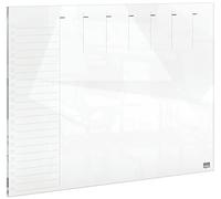 Nobo Pizarra Magnética de Cristal para Organizar la Semana, Limpiado en Seco, Sin Marco, Oficina y Casa, 430 x 560mm, Incluye Rotulador, Blanco, 1915602