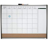 Nobo Pizarra Magnética Pequeña para Planificar el Mes y las Semanas con Tablón de Corcho y marco curvado para la Pared de Casa u Oficina, Gris y negro, 585 x 430 mm, A2, 1903813