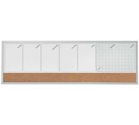 Nobo Pequeña Pizarra Magnética para Planificar la Semana con Tablón de Corcho para la Pared de tu Casa u Oficina, Marco de Aluminio, Borrado en Seco, Clip Integrado, 585 x 190 mm, Gris, 1903780