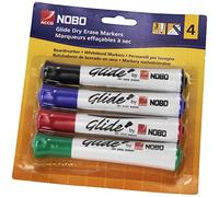 Nobo Rotuladores de Fácil Deslizamiento para Pizarras Blancas, Punta Redonda de 2 mm, Paquete de 4, 1902096, Varios Colores
