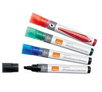 Nobo Rotuladores de Tinta Líquida para Pizarras Blancas, Punta Biselada de 4 mm, Paquete de 10, 1915386, Varios Colores
