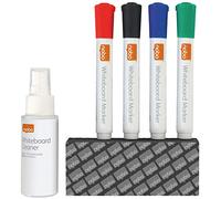 Nobo Set di Accessori per Pulizia e Cura della Lavagna, Include 4 x Pennarelli, 1 x Gomma e 1 x Spuzzino Detergente, 1 Unità (Confezione da 1)